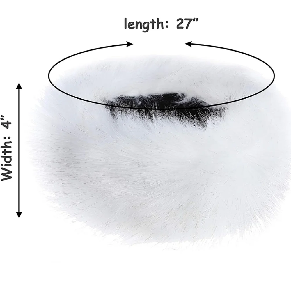 Off-White Faux Fox Fur Headband Fluffy Winter Ear Warmer OS